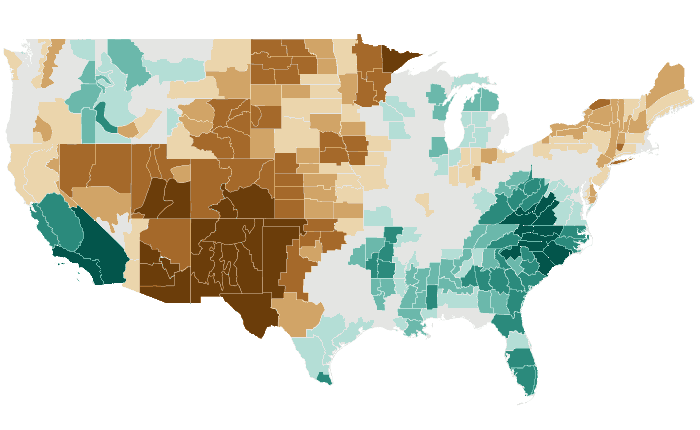 Observed precipitation departure from normal for AMJ 2020