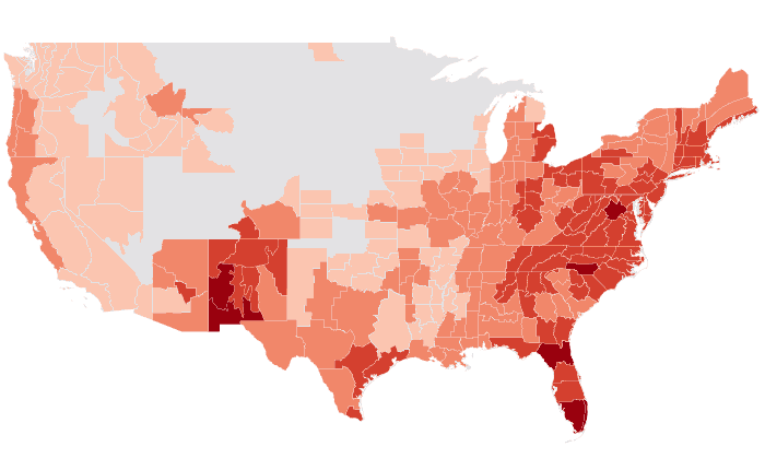 Temperature outlook map for AMJ 2020