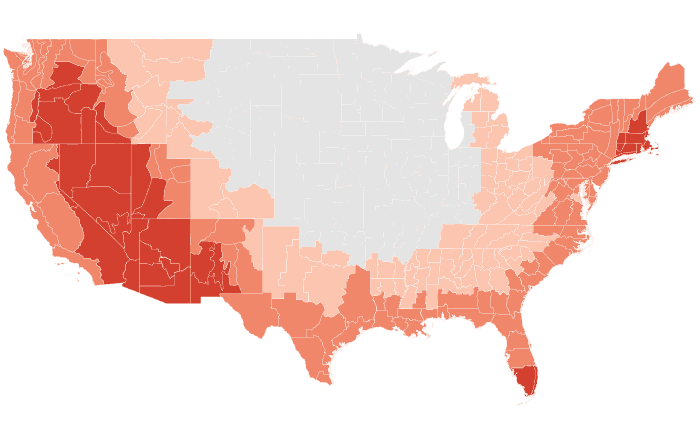 NOAA Climate Prediction Center temperature outlook for MJJ 2020, redrawn by division