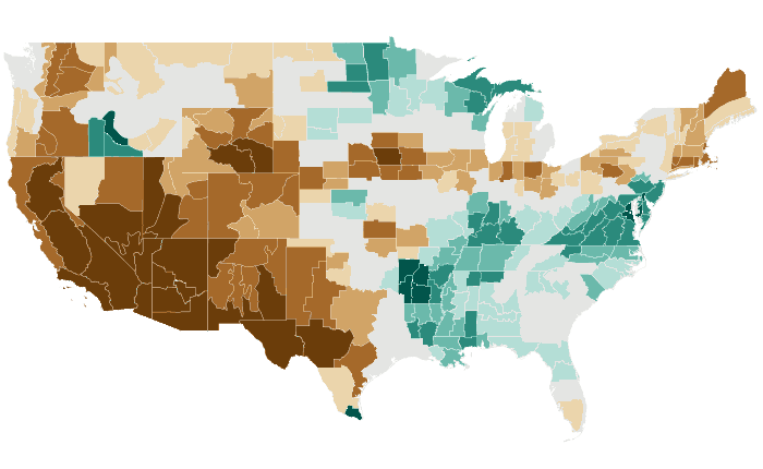 Observed precipitation departure from normal for JJA 2020