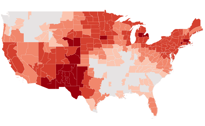 Observed temperature departure from normal for JJA 2020