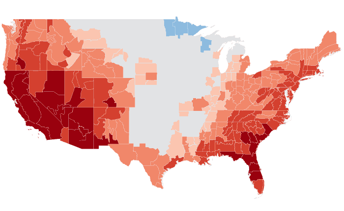Observed temperature departure from normal for SON 2020