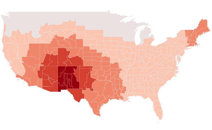 NOAA Climate Prediction Center temperature outlook for OND 2020, redrawn by division