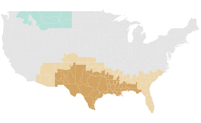 NOAA Climate Prediction Center precipitation outlook for NDJ 2020-21, redrawn by division
