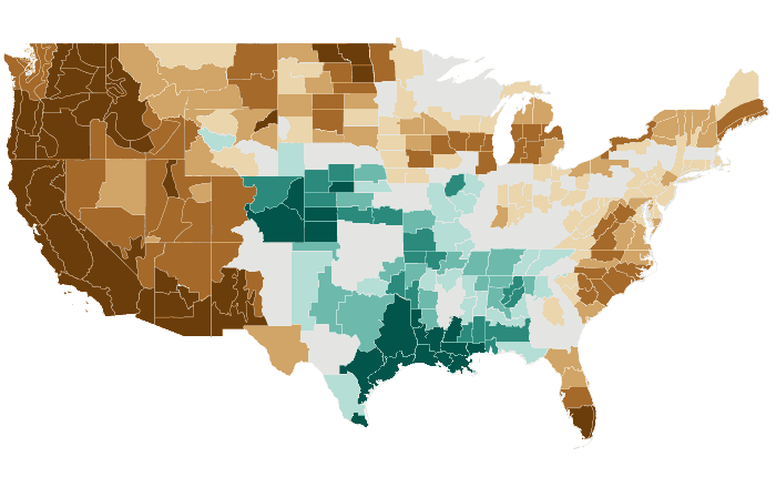 Observed precipitation departure from normal for MAM 2021
