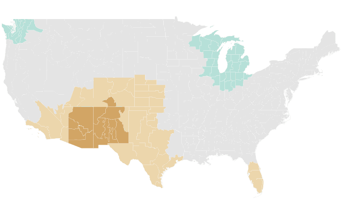 NOAA Climate Prediction Center precipitation outlook for MAM 2021, redrawn by division
