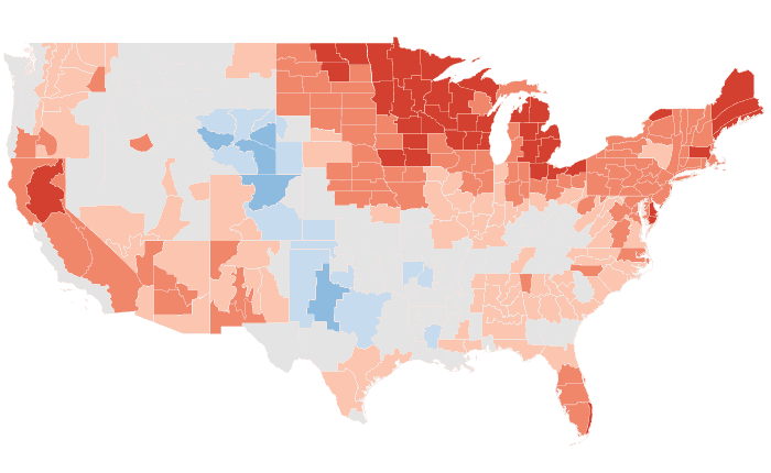 Observed temperature departure from normal for MAM 2021
