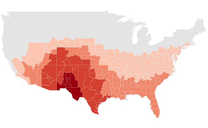 NOAA Climate Prediction Center temperature outlook for MAM 2021, redrawn by division