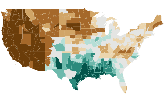 Observed precipitation departure from normal for AMJ 2021