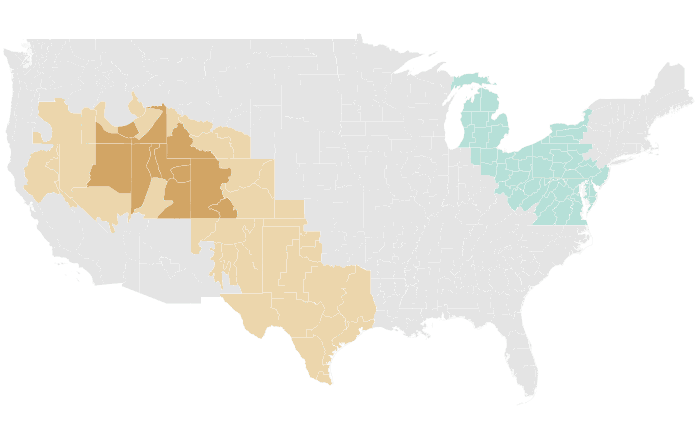 NOAA Climate Prediction Center precipitation outlook for AMJ 2021, redrawn by division