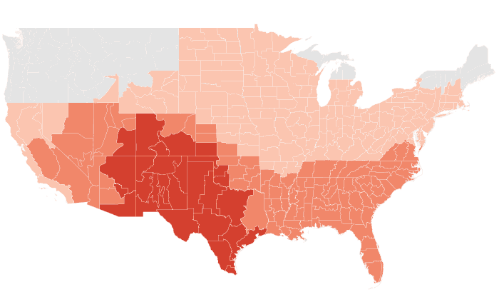 NOAA Climate Prediction Center temperature outlook for AMJ 2021, redrawn by division