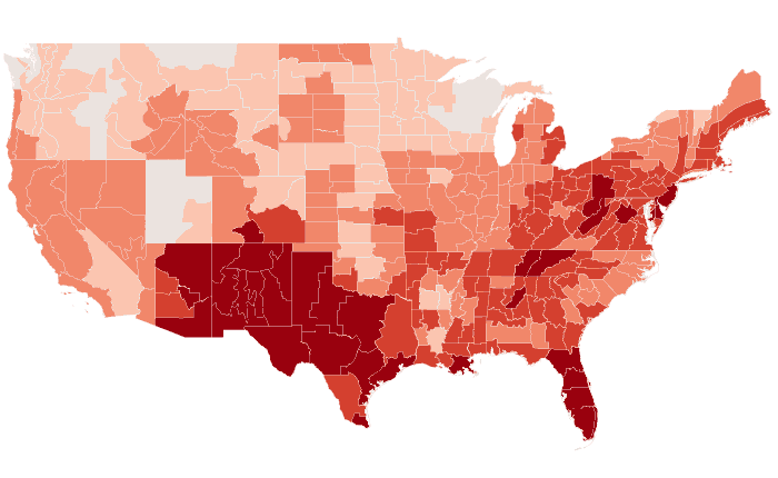 Temperature outlook map for AMJ 2021