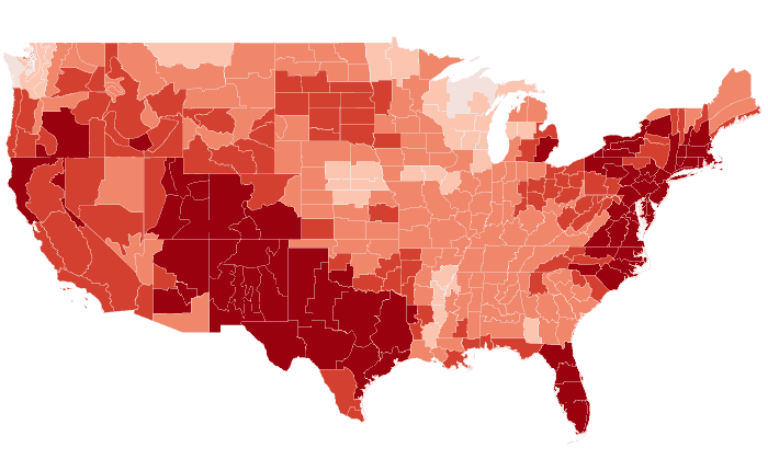 Temperature outlook map for MJJ 2021