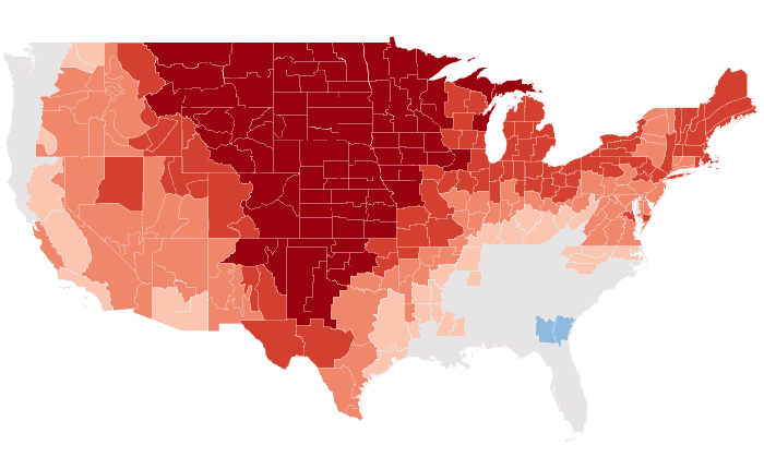 Observed temperature departure from normal for SON 2021