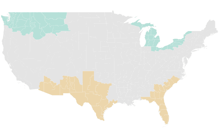 NOAA Climate Prediction Center precipitation outlook for NDJ 2021-22, redrawn by division