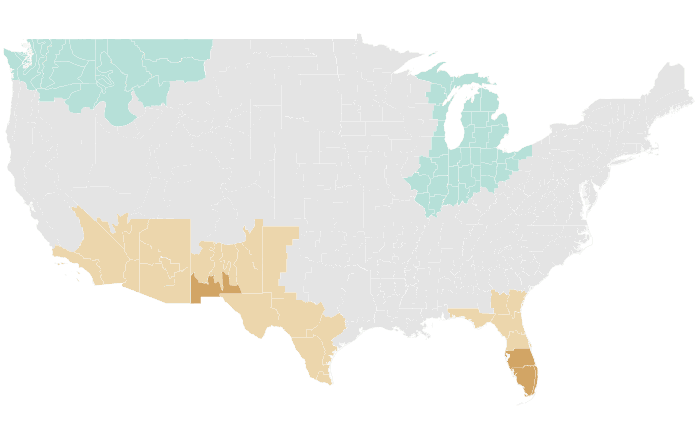 NOAA Climate Prediction Center precipitation outlook for DJF 2021-22, redrawn by division