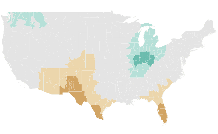 NOAA Climate Prediction Center precipitation outlook for FMA 2022, redrawn by division