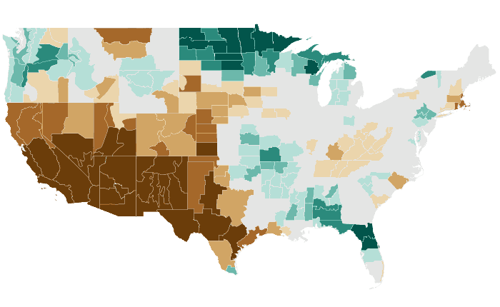 Observed precipitation departure from normal for MAM 2022