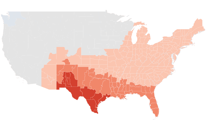 NOAA Climate Prediction Center temperature outlook for MAM 2022, redrawn by division