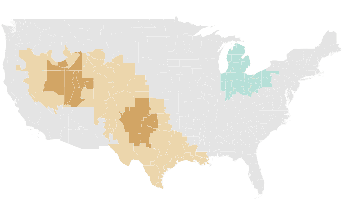 NOAA Climate Prediction Center precipitation outlook for AMJ 2022, redrawn by division