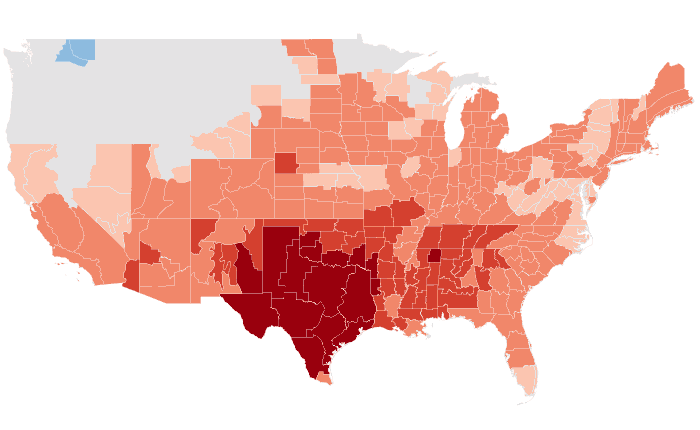 Observed temperature departure from normal for MJJ 2022