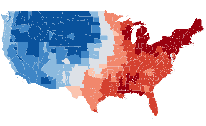 Observed temperature departure from normal for NDJ 2022-23