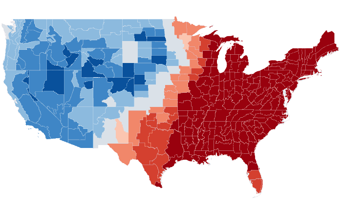 Observed temperature departure from normal for DJF 2022-23