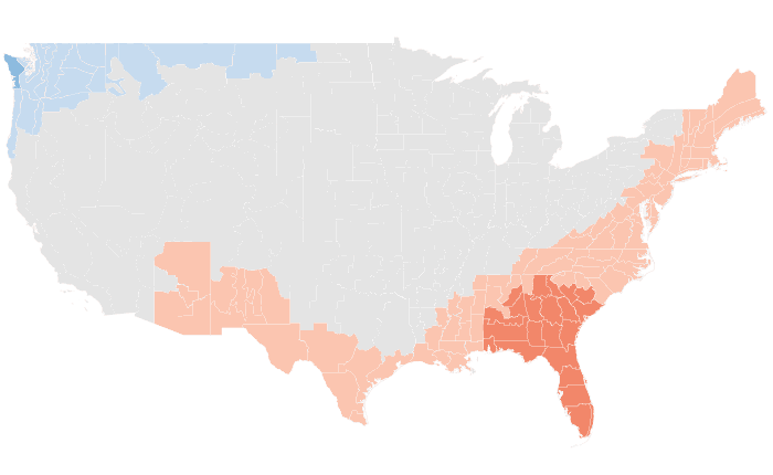 NOAA Climate Prediction Center temperature outlook for JFM 2023, redrawn by division