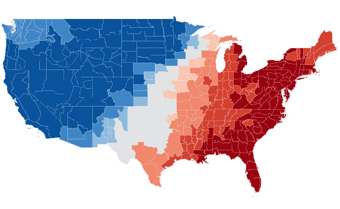 Observed temperature departure from normal for FMA 2023