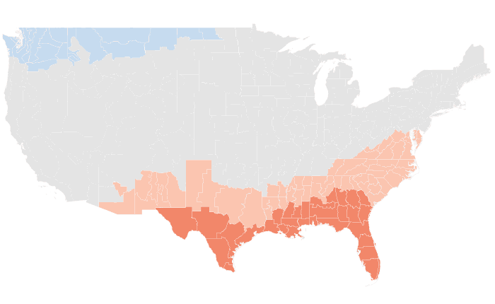 NOAA Climate Prediction Center temperature outlook for FMA 2023, redrawn by division
