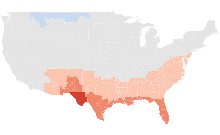 NOAA Climate Prediction Center temperature outlook for MAM 2023, redrawn by division