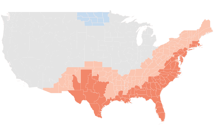 NOAA Climate Prediction Center temperature outlook for AMJ 2023, redrawn by division