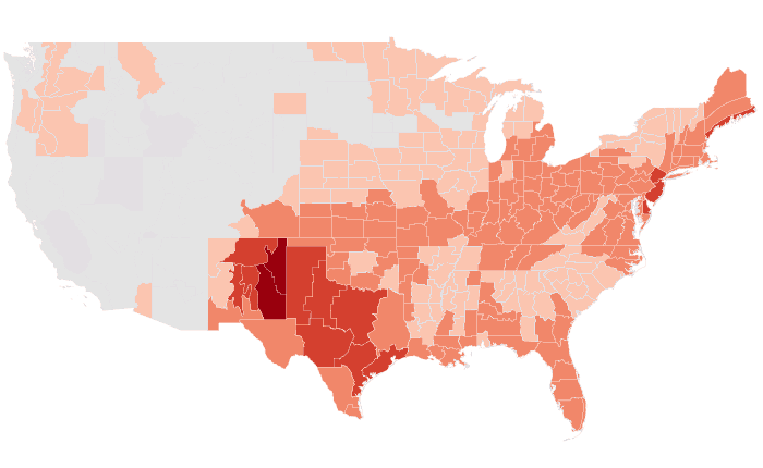 Temperature outlook map for AMJ 2023