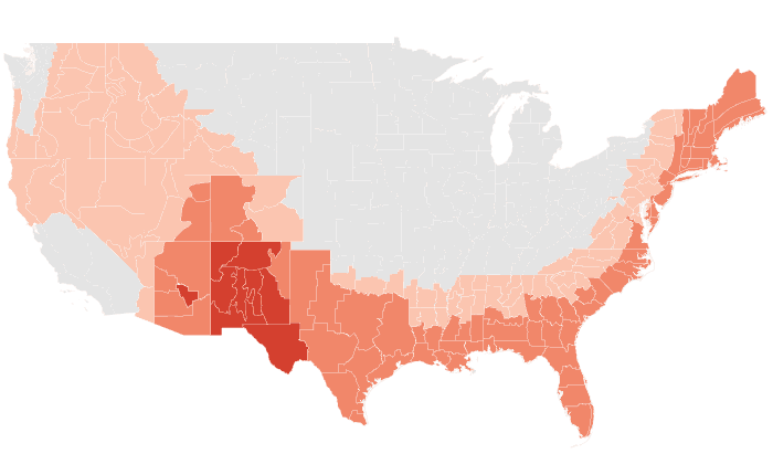 NOAA Climate Prediction Center temperature outlook for JJA 2023, redrawn by division