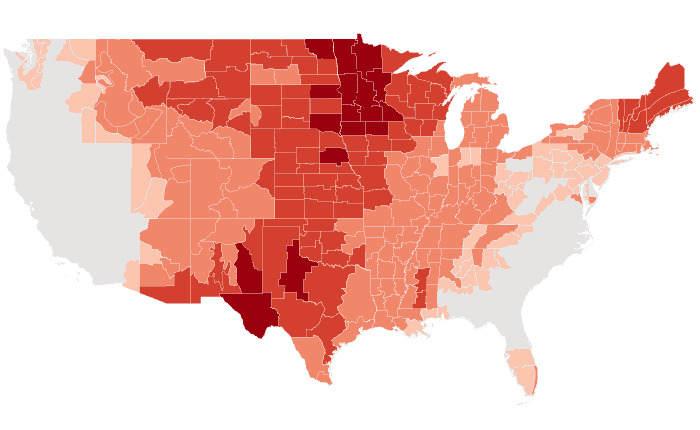 Observed temperature departure from normal for SON 2023