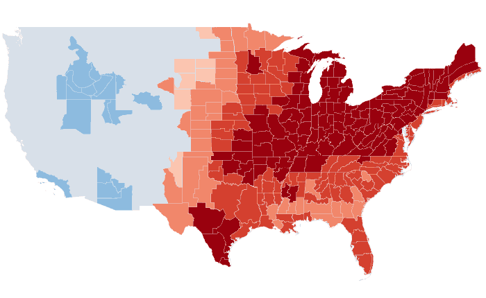 Observed temperature departure from normal for MAM 2024