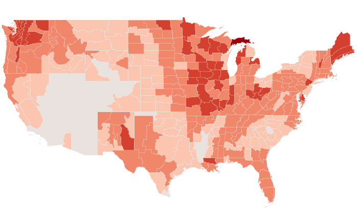 Temperature outlook map for AMJ 2024