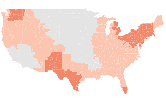 NOAA Climate Prediction Center temperature outlook for MJJ 2024, redrawn by division