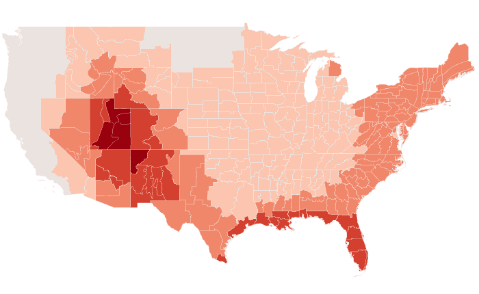 NOAA Climate Prediction Center temperature outlook for JAS 2024, redrawn by division