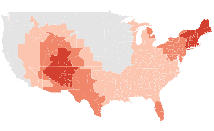 NOAA Climate Prediction Center temperature outlook for SON 2024, redrawn by division