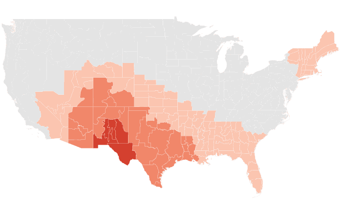 NOAA Climate Prediction Center temperature outlook for NDJ 2024-25, redrawn by division