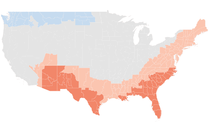 NOAA Climate Prediction Center temperature outlook for DJF 2024-25, redrawn by division