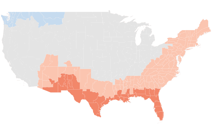 NOAA Climate Prediction Center temperature outlook for MAM 2025, redrawn by division