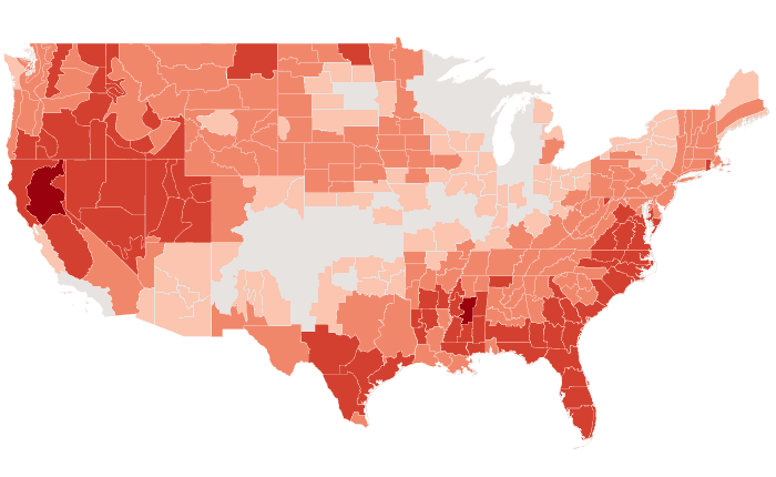 Observed temperature departure from normal for AMJ 2025