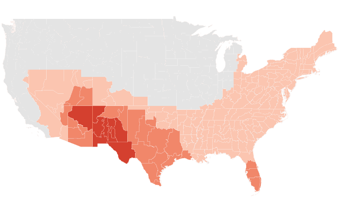 NOAA Climate Prediction Center temperature outlook for AMJ 2025, redrawn by division