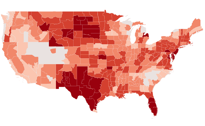 Temperature outlook map for MJJ 2025