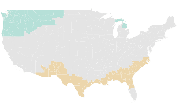 NOAA Climate Prediction Center precipitation outlook for NDJ 2025-26, redrawn by division