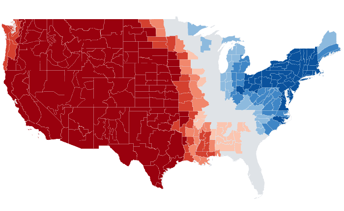 Observed temperature departure from normal for DJF 2025-26
