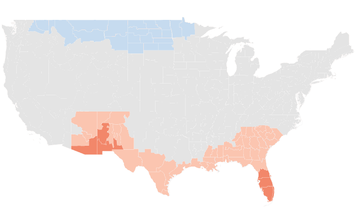 NOAA Climate Prediction Center temperature outlook for DJF 2025-26, redrawn by division