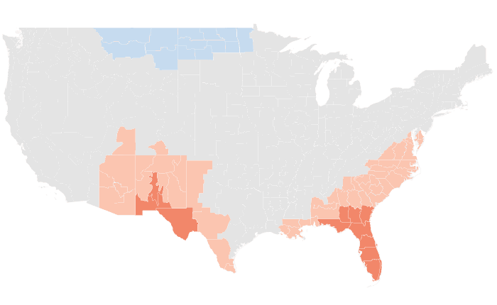 NOAA Climate Prediction Center temperature outlook for JFM 2026, redrawn by division